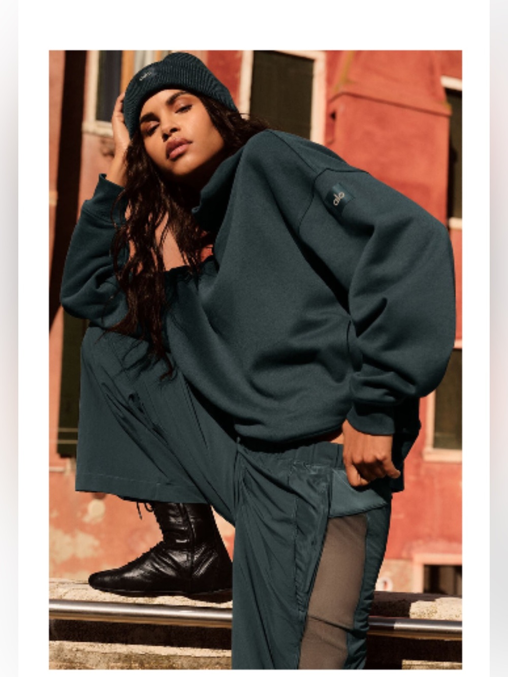Hazy Mock Neck Pullover -Charcoal Green